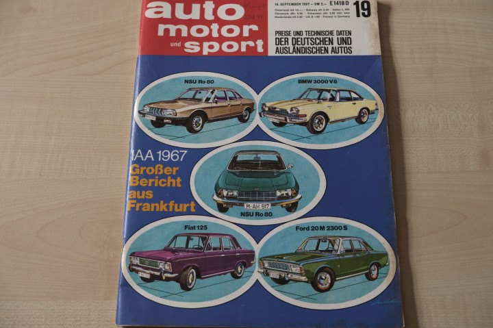 Deckblatt Auto Motor und Sport (19/1967)